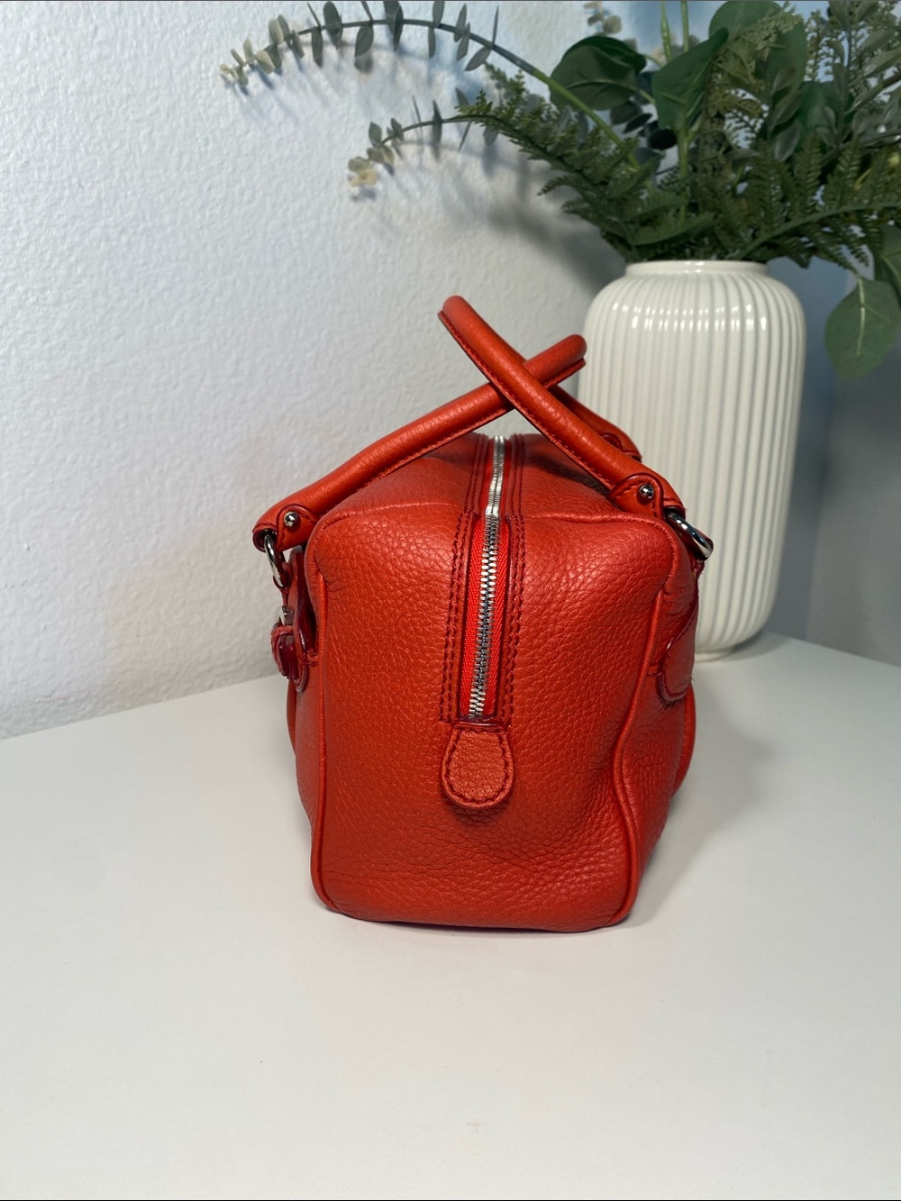 Salvatore Ferragamo Pebble Leather Mini Red Bag - Picture 10 of 16